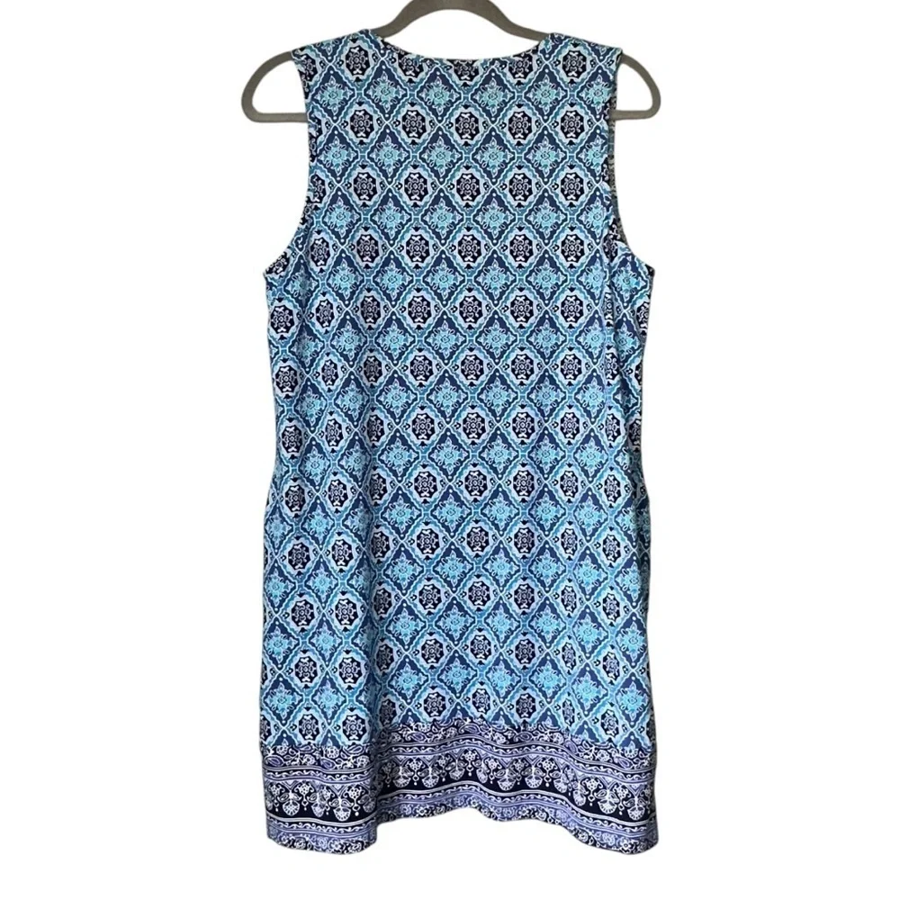Tommy Bahama Tika Tiles Split-Neck Swim Dress Pop Over Pockets Beach Vacation M - Picture 4 of 9